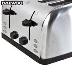Daewoo SYM-1304: Široký nerezový toustovač na chléb – 4 zásuvky, 4 plátky