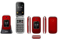 Aligator Mobilní telefon V650 Senior - stříbrná/červená