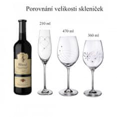 Semido Sklenice na víno s krystaly Preciosa 360 ml - srdce 6ks