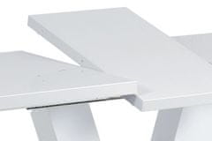 Autronic Moderní jídelní stůl Rozkládací jídelní stůl 120+40x80 cm, bílý lesk / broušený nerez (HT-510 WT) (2xKarton)