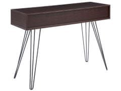 Beliani Konzolový stolek se 3 zásuvkami tmavé dřevo/ černý MALSALA